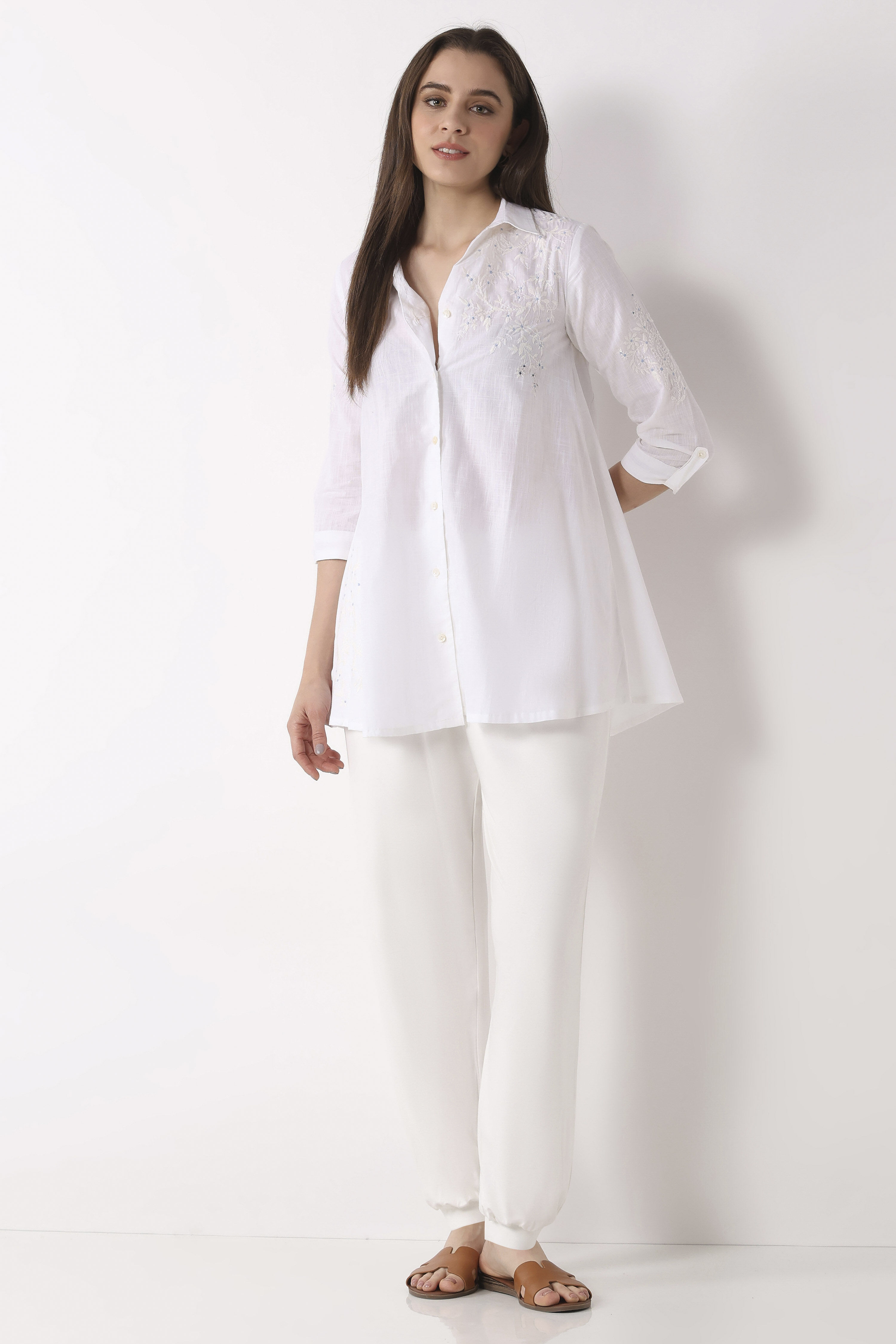 White Viscose Lycra Harem Pants image number 0