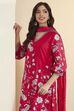 Fuchsia Cotton Floral Printed Straight Kurta Set image number 1