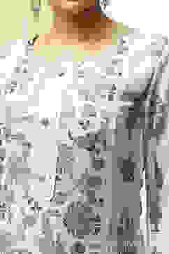 White Blue Cotton Blend Machine Embroidered Unstitched Suit Set image number 2