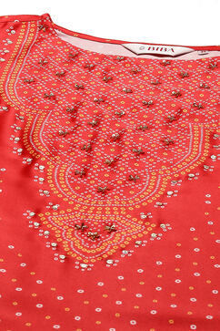 Red Anarkali Modal Printed Kurta image number 1