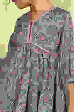 Green Polyester Printed Flared Sharara Suit Set image number 1