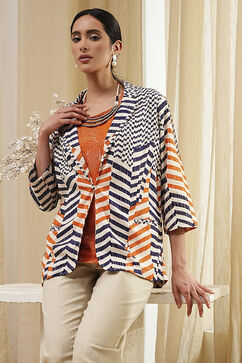 Orange Printed Straight Jacket image number 6