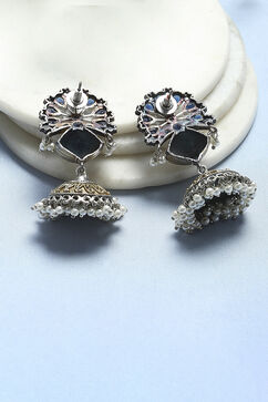 Navy Brass Jhumka image number 2