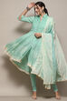 White Cotton Asymmetric Anarkali & Churidar Suit Set image number 0