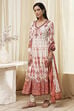 Ecru Cotton Printed Anarkali Suit Set image number 3