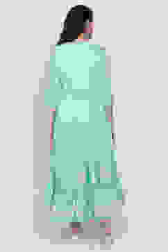 Turquoise Front Open Kurta image number 4