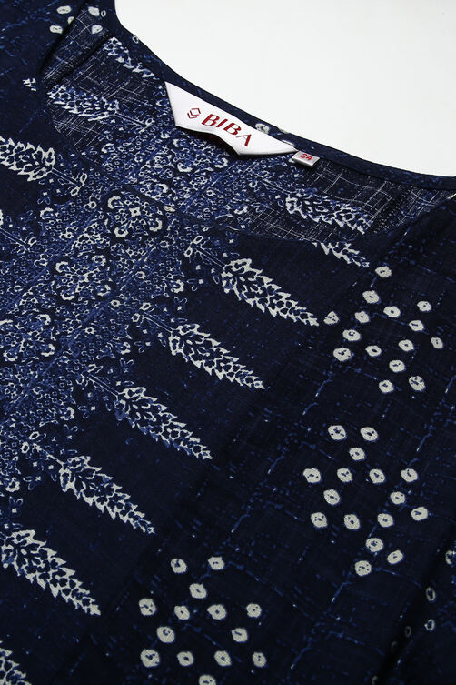 Indigo Rayon Kurta A-line Printed Kurta Dress image number 1