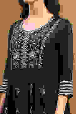 Black Floral Printed Festive Anarkali Suit Set image number 1