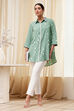 Blue Printed High-Low Short Kurta image number 0