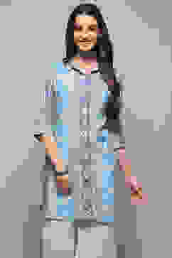 Blue Rayon Straight Kurti image number 5