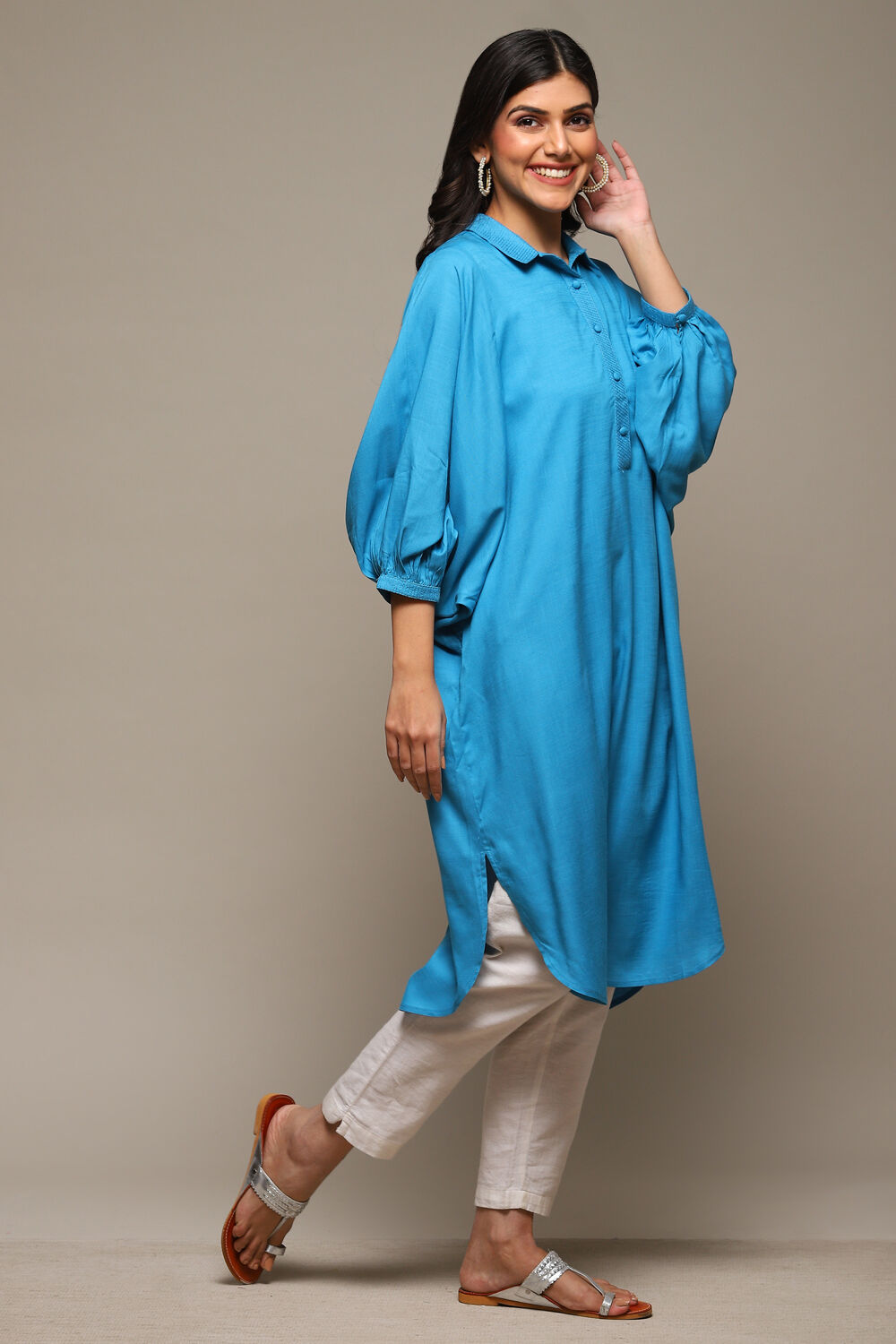 Pink Rayon Straight Printed Kurta image number 3