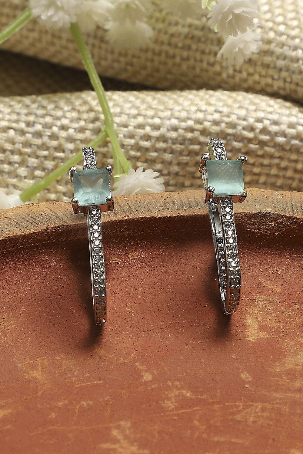 Mint Green Brass Hoops image number 0