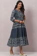 Indigo Cotton Flared Dress image number 3
