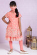 Peach Cotton Double Layered Kurta Churidar Suit Set image number 3