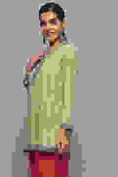 Green Polyester Straight Kurti image number 4