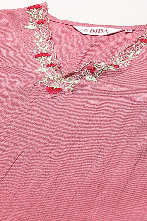 Pink Poly Viscose Straight Suit Set image number 1