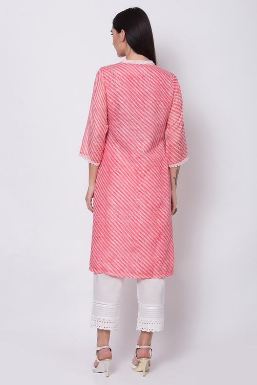 Peach Straight Kurta image number 4