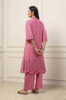Pink Cotton Solid Floral Cutwork Straight Suit Set image number 4