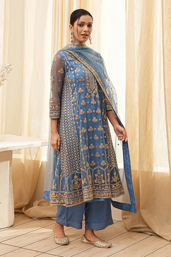 Light Blue Net Layered Suit Set image number 5