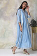 Light Blue Cotton Straight Kurta Palazzo Suit Set image number 7