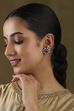 Pink Gold Plated Brass Floral Stud Earrings image number 3