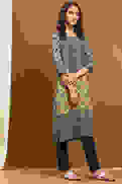 Green Printed Straight Kurta image number 4