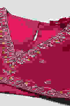 Fuchsia Polyester Short Kurta Printed Suit Set image number 1