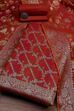 Rust Cotton Printed Embroidered Unstitched Suit Set image number 0