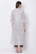 Off White Cotton A-Line Kurta Slim Pant Suit Set image number 5