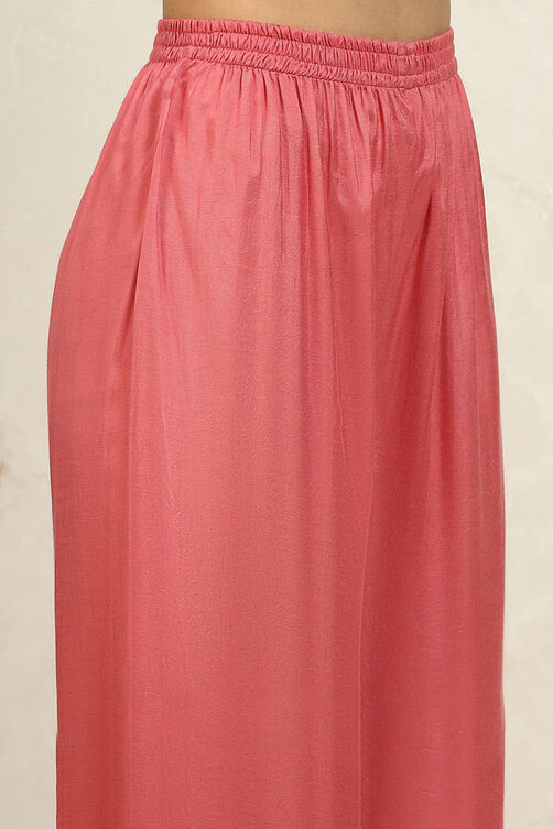 Pink Organza Hand Embroidered Unstitched Suit Set image number 3