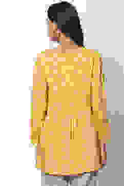 Mustard LIVA Printed Short Kurti image number 4