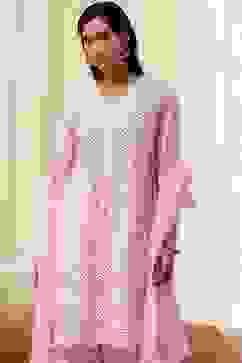 Pink Cotton Schiffli Straight Suit Set image number 7