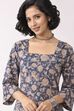 Blue Cotton A-Line Short Kurti image number 1
