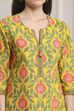 Yellow Cotton Printed Straight Kurta image number 1