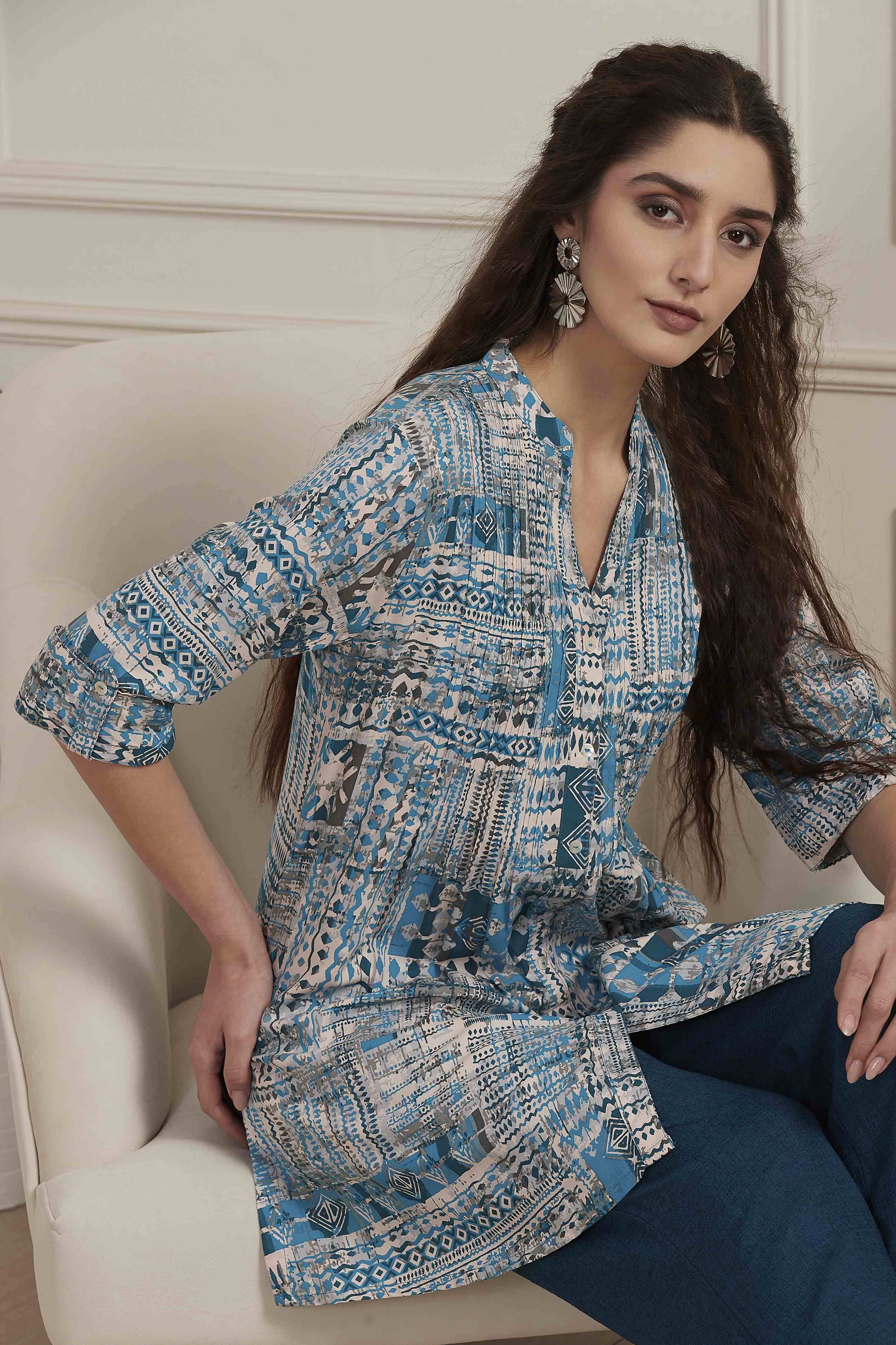 Teal Viscose Rayon Straight Kurta image number 7