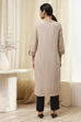 Beige Printed Straight Kurta image number 3