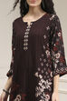 Berry Maroon Printed Straight Kurta image number 1