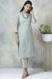 Brown Metallic Cotton Straight Kurta Pants Set image number 0