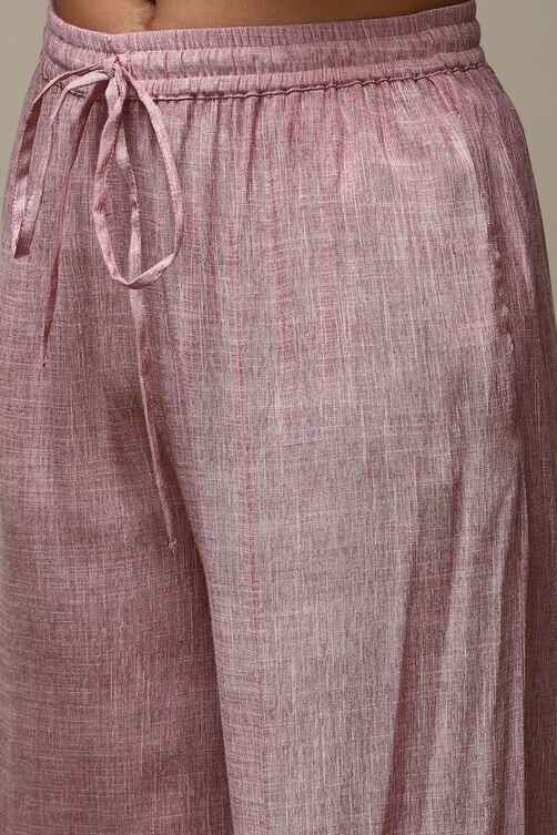 Red Cotton Blend Straight Kurta Palazzo Suit Set image number 2