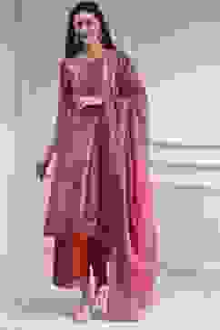 Red Cotton Printed Straight Suit Set image number 6