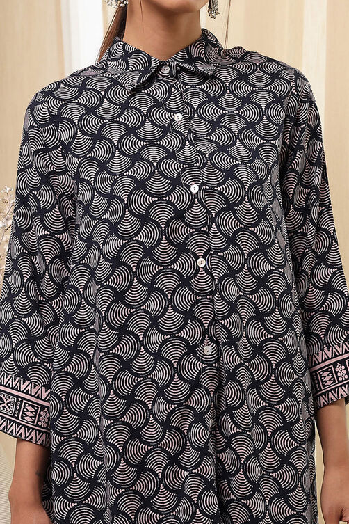 Black Viscose Rayon Straight Fusion Set image number 1