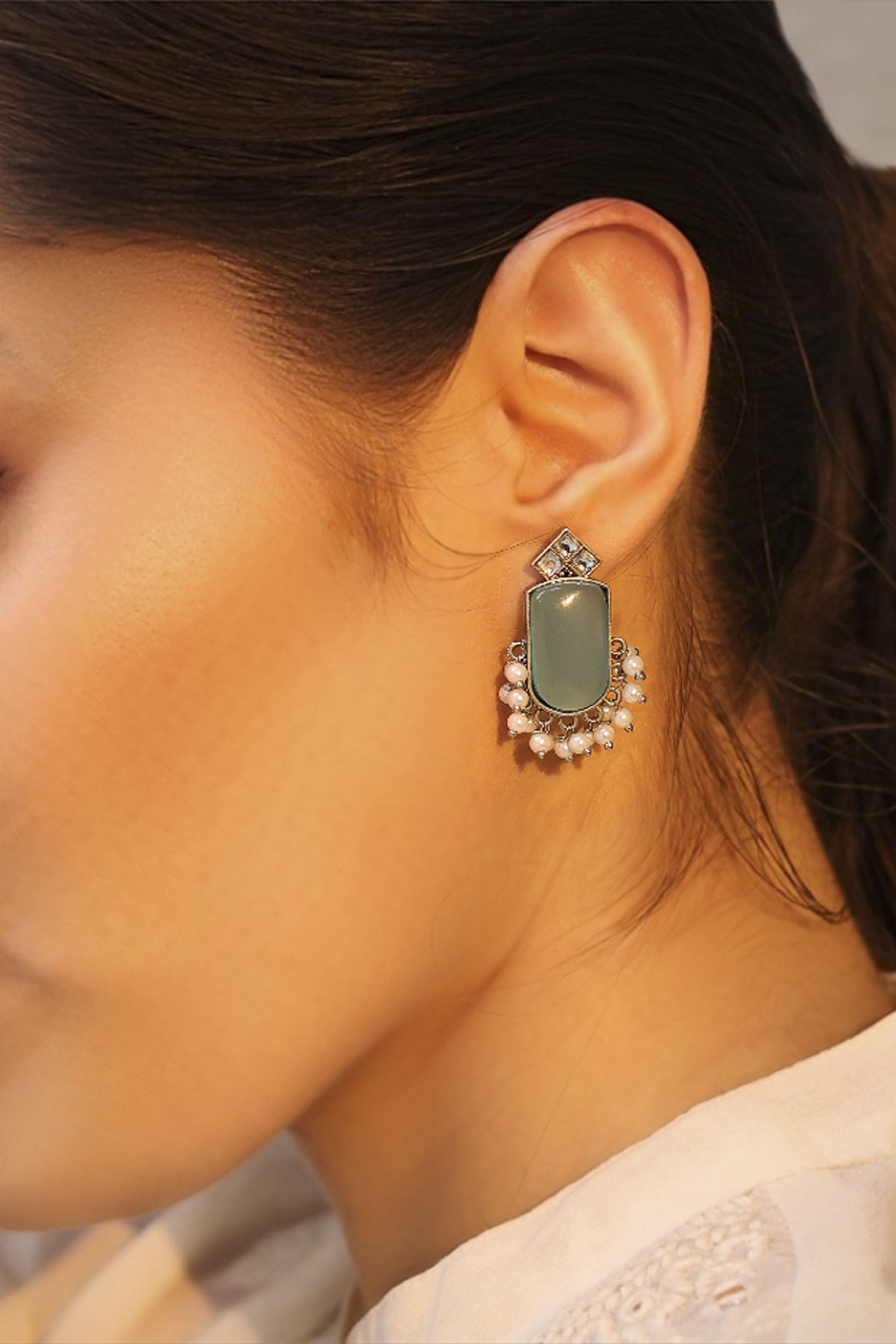 Light Blue Stone Earrings image number 1