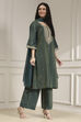 Green Viscose Rayon Straight Solid Suit Set image number 4