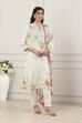 White Cotton Floral Printed Straight Suit Set image number 5