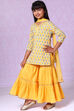 Yellow Cotton Straight Kurta Sharara Suit Set image number 6