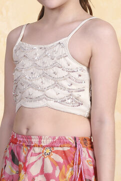 Off White Polyester Lehenga Set image number 1