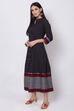 Black Cotton Flared Fusion Wear Dress image number 2