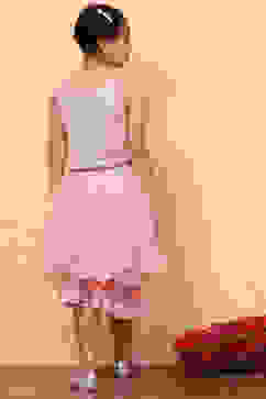 Champagne Nylon Net Sequin Top and Short Skirt Set image number 4