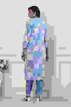 Blue Floral Printed Straight Suit Set image number 4