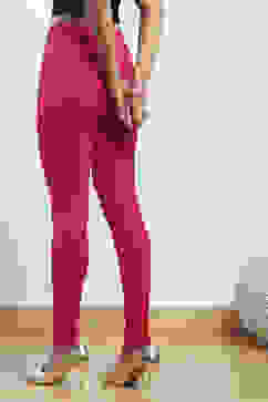 Fuschia Cotton Blend Solid Churidar image number 5